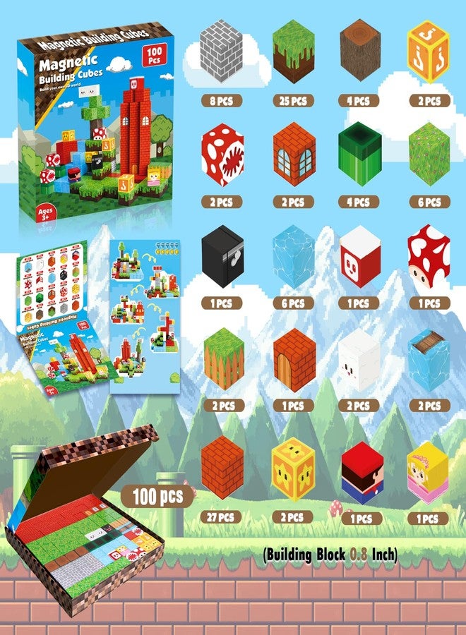 Annexfun Magnetic Blocks-100PCS Magnetic Building Cubes Blocks, STEM Montessori Sensory Toys for Toddlers Kids Boys Girls Ages 3 4 5 6 7 8 9 10 Christmas Birthday Gifts - Image 2